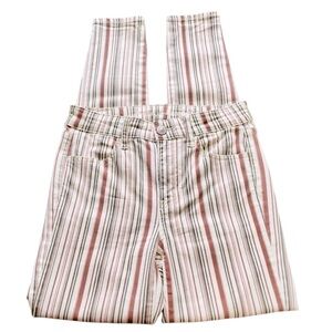 American Eagle Hi-Rise Jegging Size 4 Cream and Pink Stripe